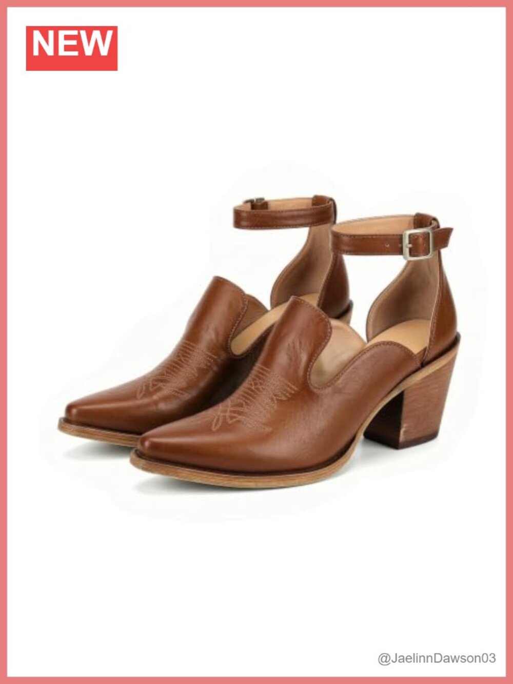 Western Cowgirl Heels Pointed Toe Ankle Strap Heeled Sandals